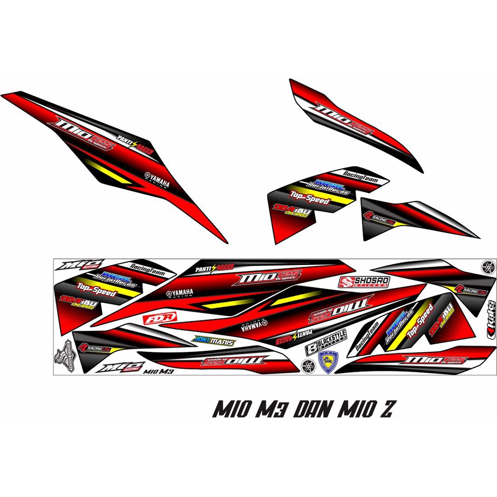 VARIASI STIKER COD-VARIASI MOTOR YAMAHA MIO M3 MIO Z STRIPING/STIKER MERAH RACING VARIASI ROAD RACE 
