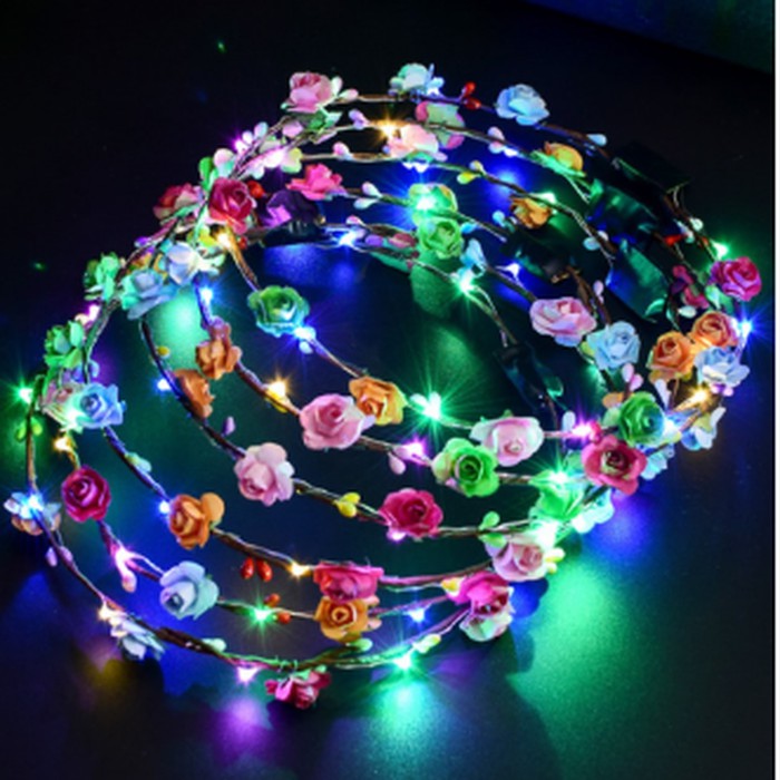 Bando Mahkota Bunga Dengan Lampu LED Untuk Anak Perempuan