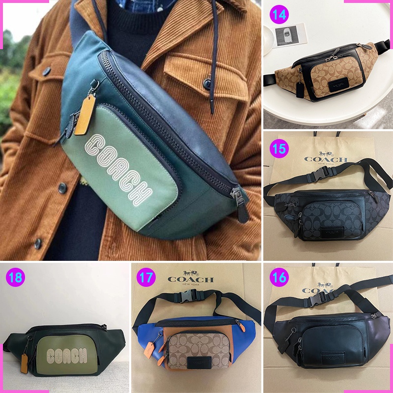 【Ship immediately】New COACH 3765 2716 2724 6653 Men's TRACK Waist Bag Chest Bag Shoulder Bag Crossbody Bag