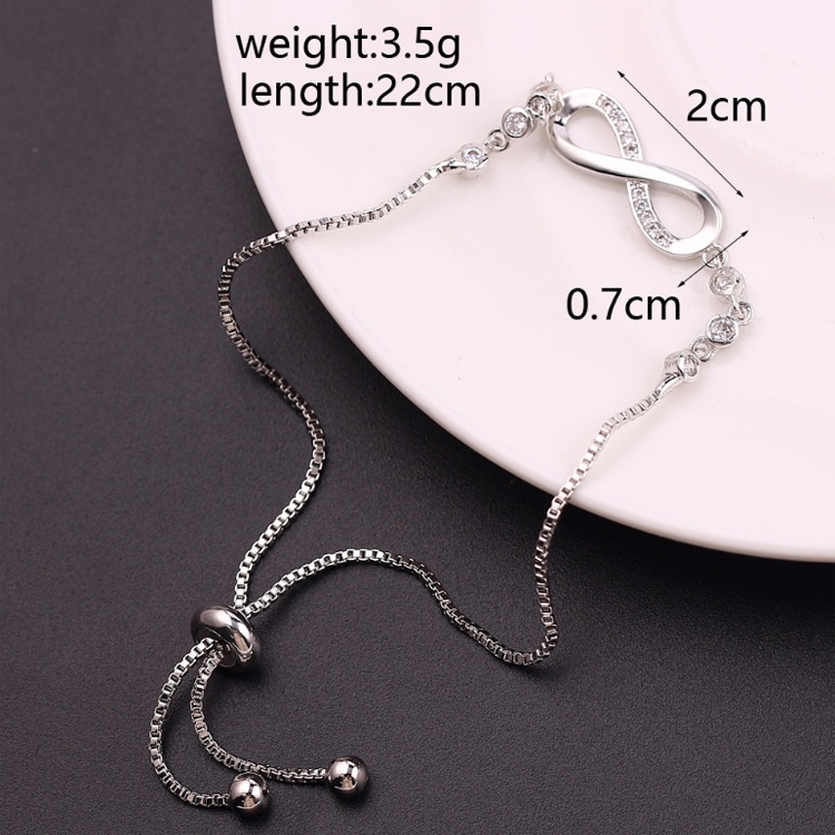 Gelang Serut Wanita Lapis Warna Emas Pita Infinity Kristal Permata Korea Dalika-6