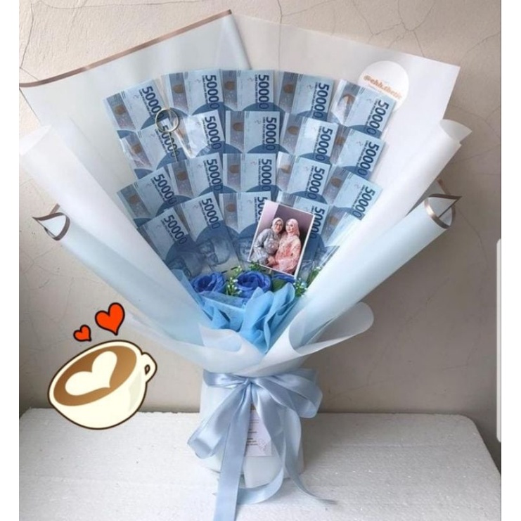 Buket Uang Plus foto Hand Bouquet unik