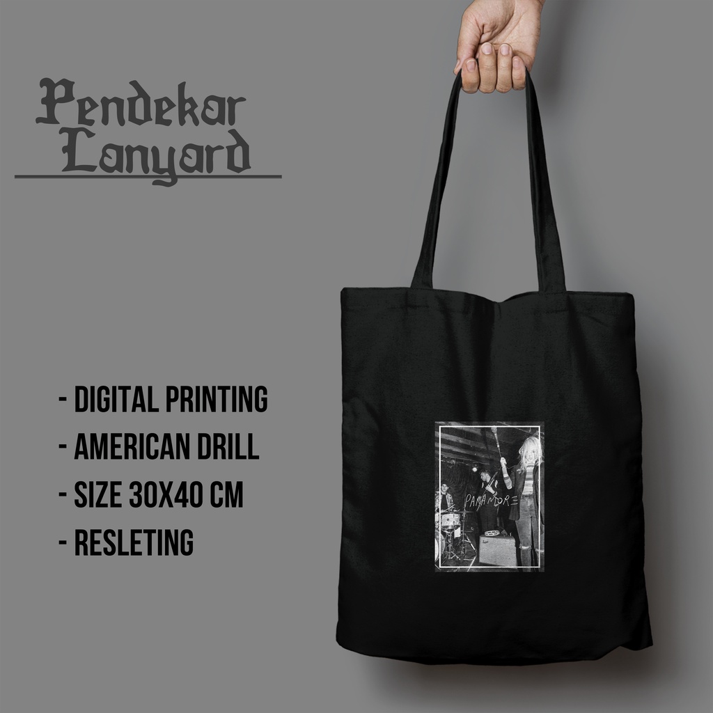 PARAMORE Tote bag Aesthetic Musik Tas Jinjing Pria Wanita 30x40cm Resleting