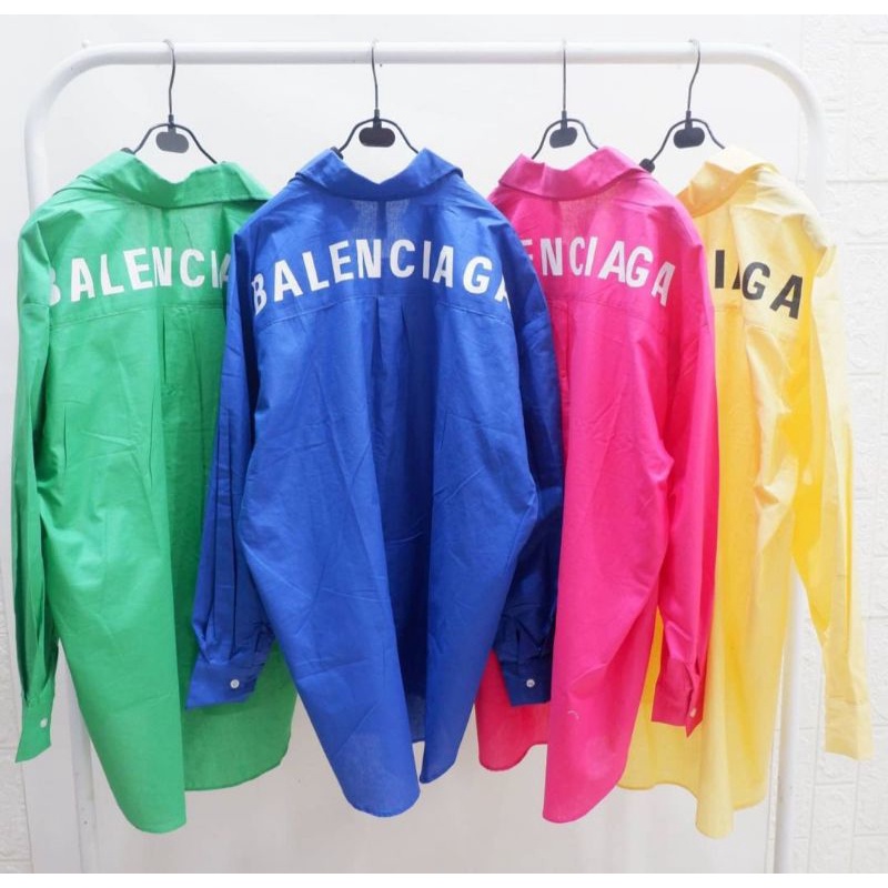 kemeja balenciaga oversize BIRU