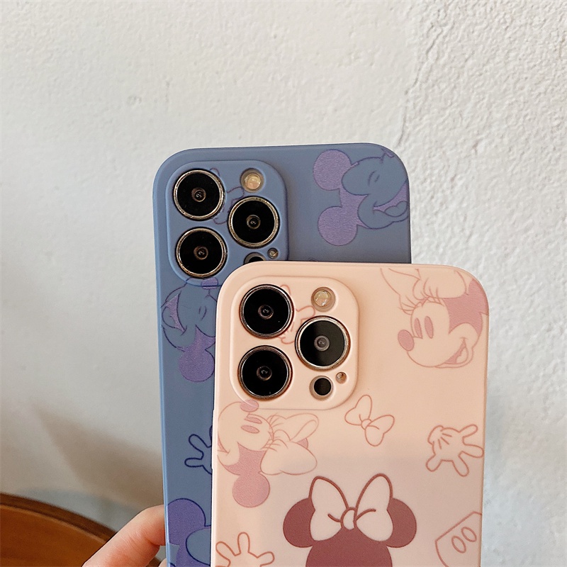 Liquid silicone Mickey casing iphone 13 12 11 pro X Xs max 7 8 plus SE2020 Disney case iphone couple