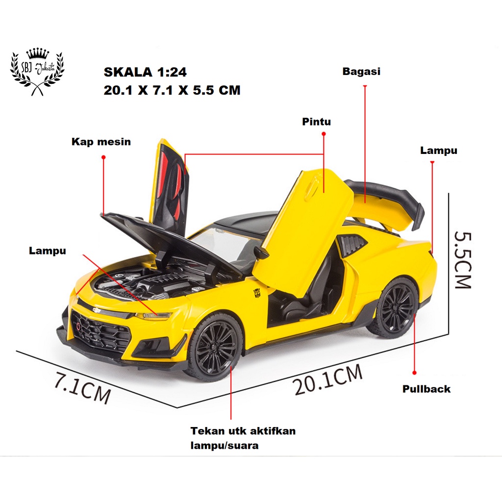 Diecast Chevrolet Camaro Transformer Bumblebee Skala 1:24 Ukuran Besar