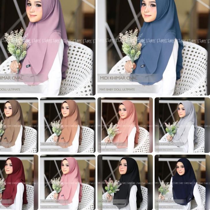 Siap Kirim.. (TERMURAH) Khimar Midi Oval Original By Flow