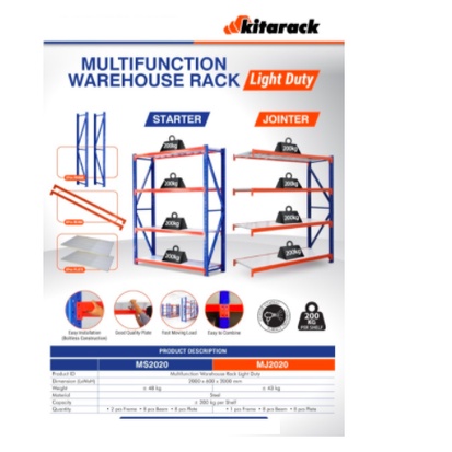 KITARACK KJ2020 JOINTER RACK GUDANG 4 SUSUN RACK Warehouse Tinggi 2M