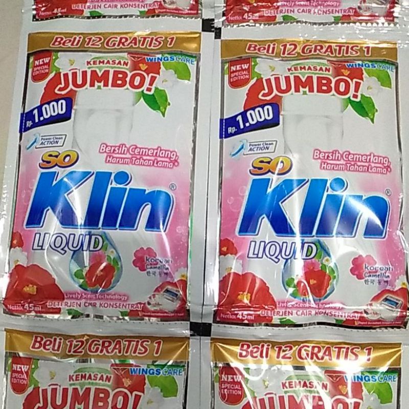 PROMO SUPER MURAH Soklin So klin Liquid Jumbo 45ml 1 renceng ( 12 gratis 2)