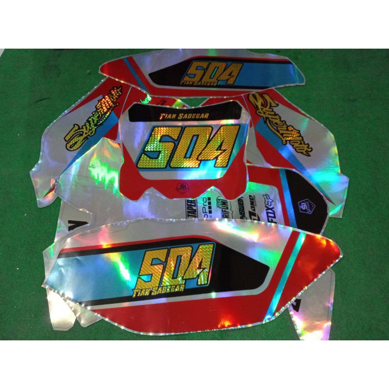 decal klx gordon full hologram kombinasi karbon gold