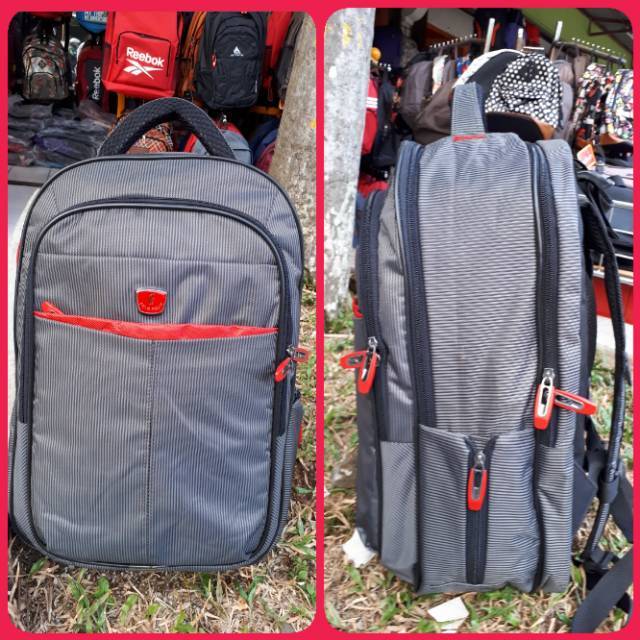 Ransel Hitam Kanvas Pria Wanita Pull Dilapis