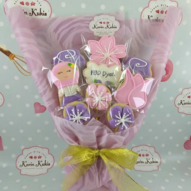 

Buket Ulang Tahun tema Bunga-Bunga kukis 9 pcs