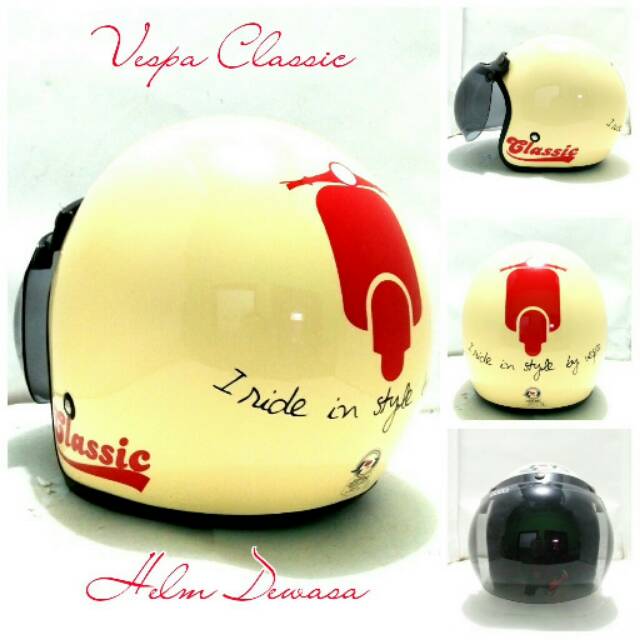 HELM BOGO VESPA CLASSIC KREM MERAH
