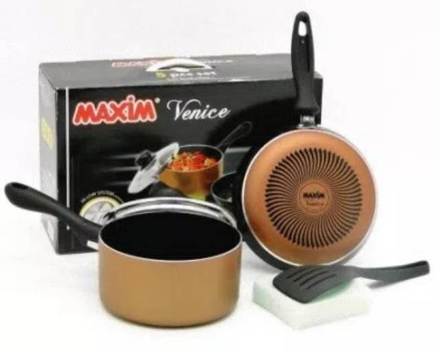 MAXIM Venice Wajan Set TEFLON ( 5 in 1 ) Baru