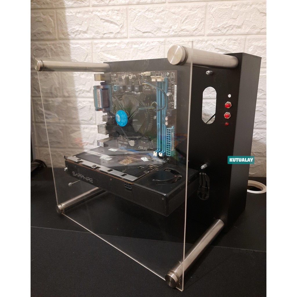 Custom Casing Vertical Open Air Benchtable Akrilik Case Micro ATX mATX