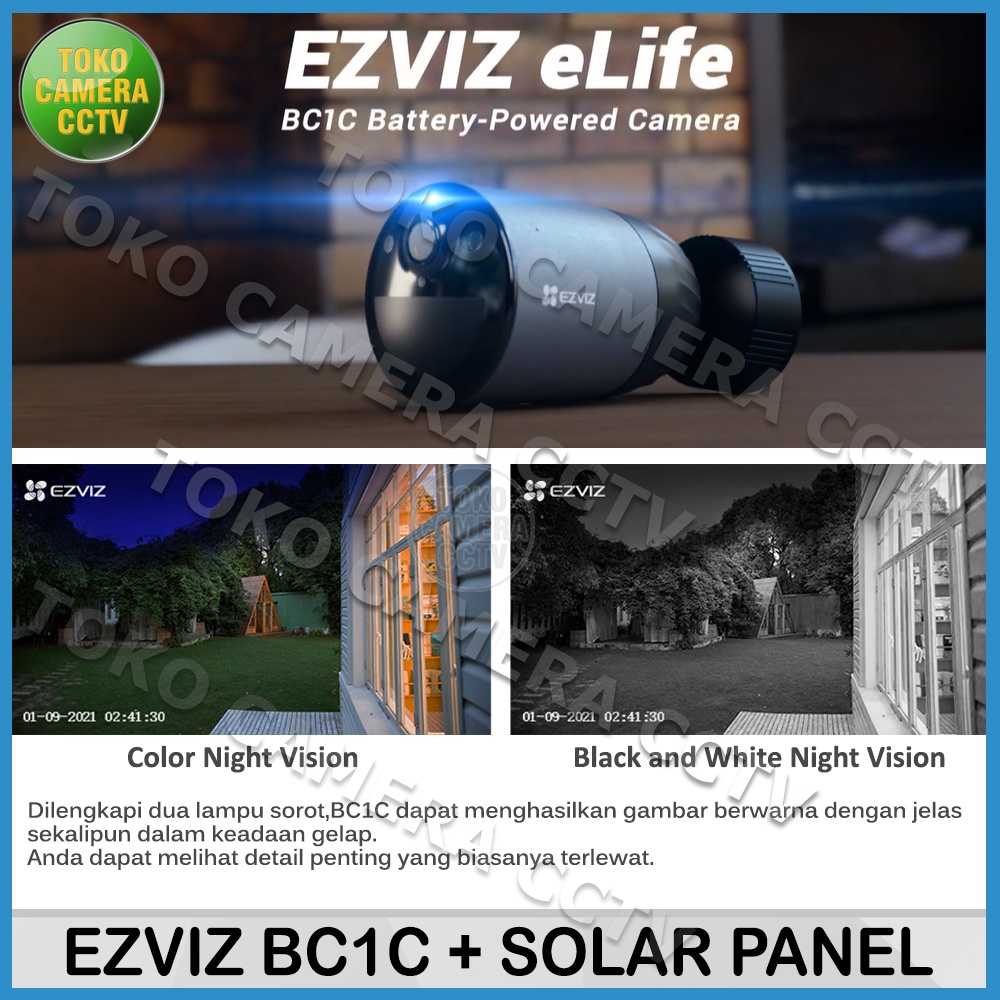 CCTV WIFI KAMERA IP CAMERA EZVIZ BC1C DENGAN SOLAR PANEL