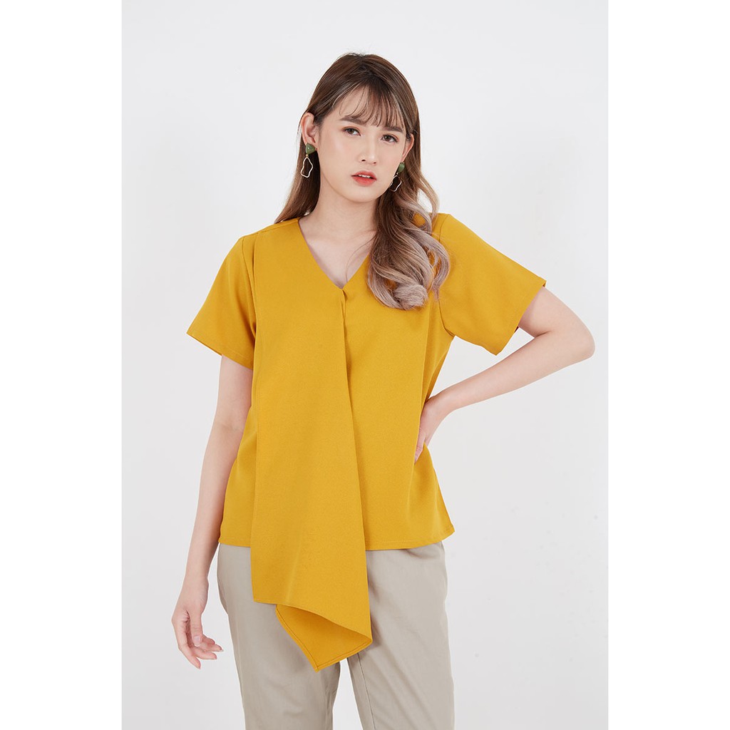 Sorabel - Ceriqa Plain Drapery Women Blouse Short Sleeve / Blouse Wanita Lengan Pendek-6
