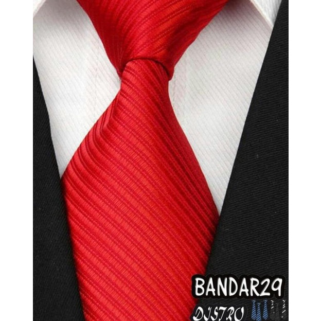 ➦ Dasi Pria / Dasi Panjang / Dasi Motif Merah / Dasi Salur Merah / 3inch - Merah ☈