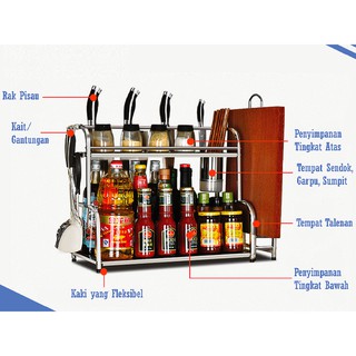  Rak  Dapur Serbaguna Anti Karat Rak bumbu stainless steel  