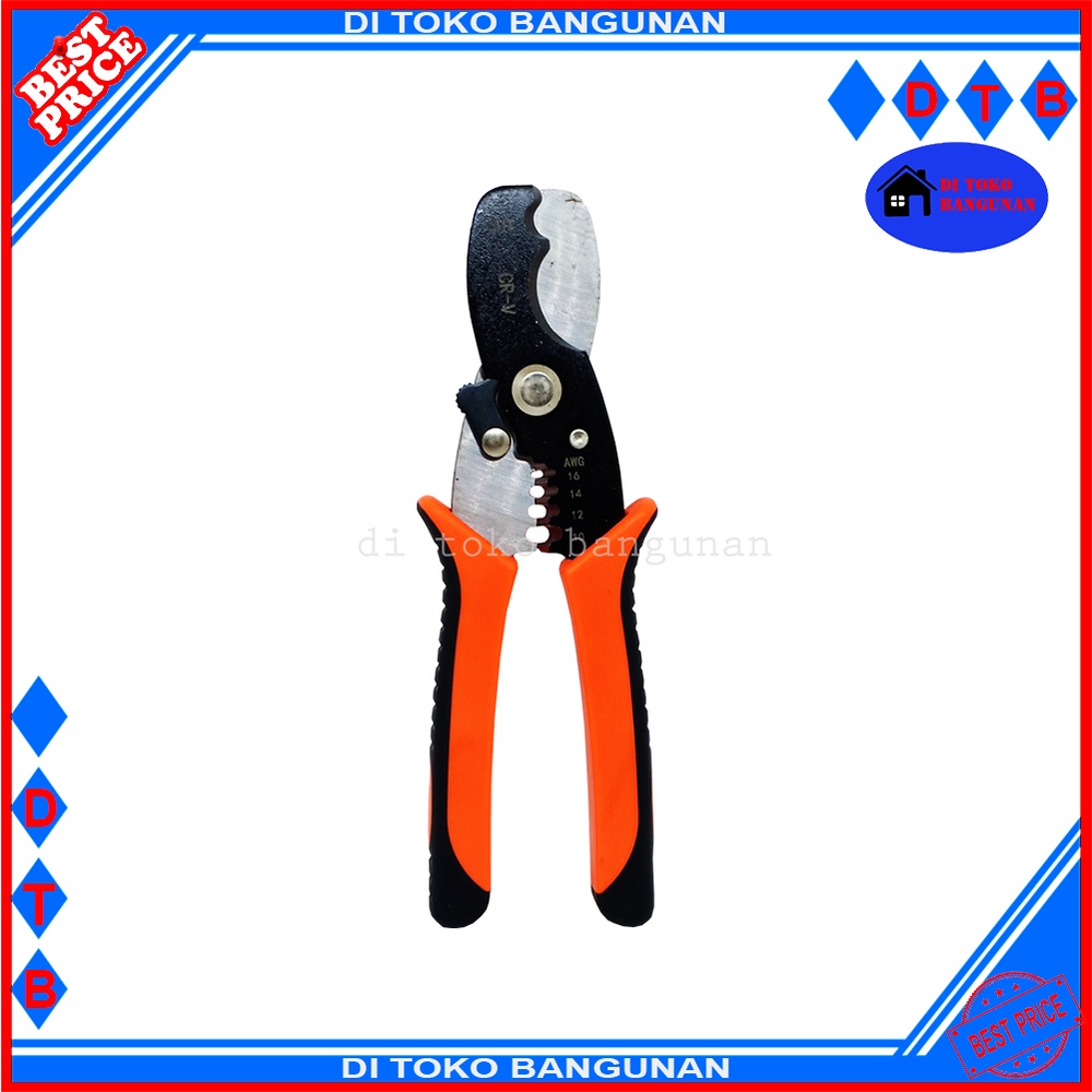 Tang Kupas Potong Kabel 2 Fungsi 7&quot; Inch Gagang Lapis Karet Cable Cutter