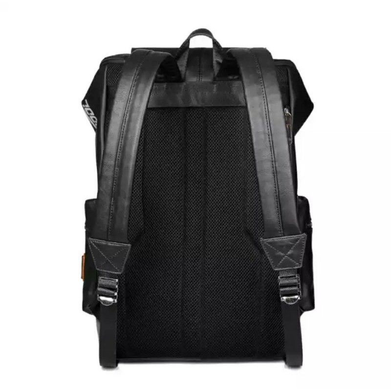 Tas Ransel Premium HITAM putih Pria Kulit Sekolah kerja kuliah travel RDN Ransel Punggung Backpack kado hadiah awet kuat TERJANGKAU