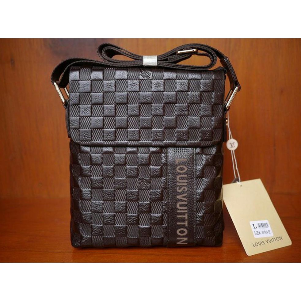 Paling Murah Tas Selempang Kulit Asli Pria Import Lv St505 Brown