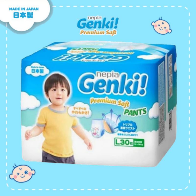 NEPIA GENKI Premium Soft Pants L30 - Popok Bayi Celana