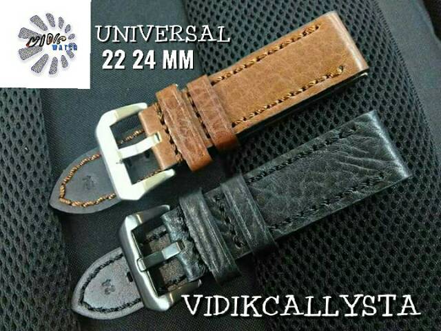 STRAP TALI KULIT UNIVERSAL SEMUA JAM 22 24 MM  PREMIUM QUALITY HITAM DAN COKLAT