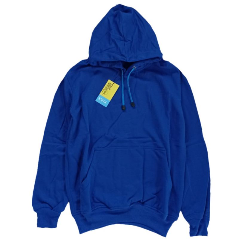 (BISA COD) Jaket jumper hoodie polos pria wanita-Biru