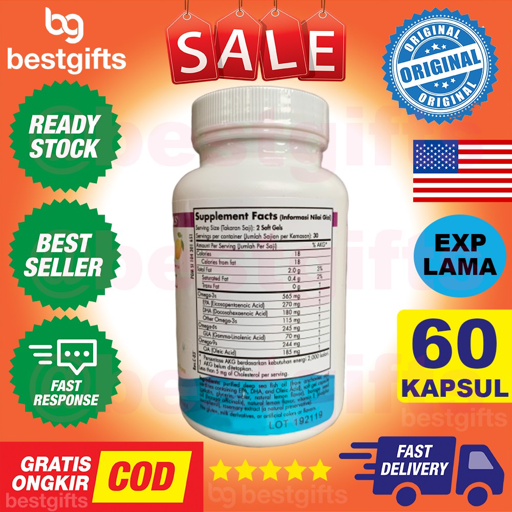 NORDIC NATURALS COMPLETE OMEGA 369 3 6 9 FISH OIL DHA EPA MINYAK IKAN 1000 MG KOLESTEROL 60 KAPSUL