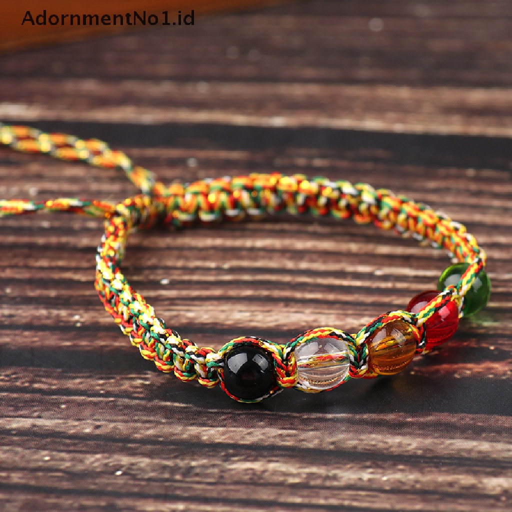 (AdornmentNo1) Gelang Tangan Tali Serut Adjustable Aksen Batu Giok Feng Shui Untuk Wanita (ID)