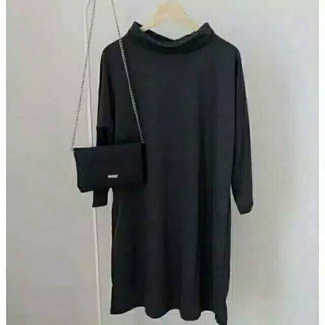 DRESS SABYAN ART KERAH TINGGI POLOS .BAHAN BABYTERY FIT TO XL