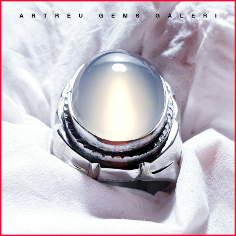 Batu Anggur Way Kanan ( White ) | COD Bisa | Cincin Batu Akik Ring 5 - 10