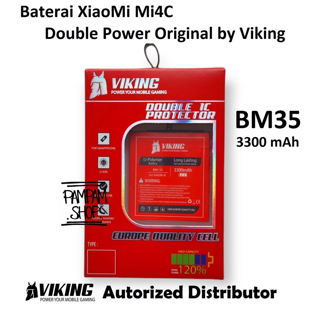 Baterai VIKING Double Power Original XiaoMi BM35 Mi4C Batre Batrai Battery Xiao Mi 4C BM 35 Ori HP