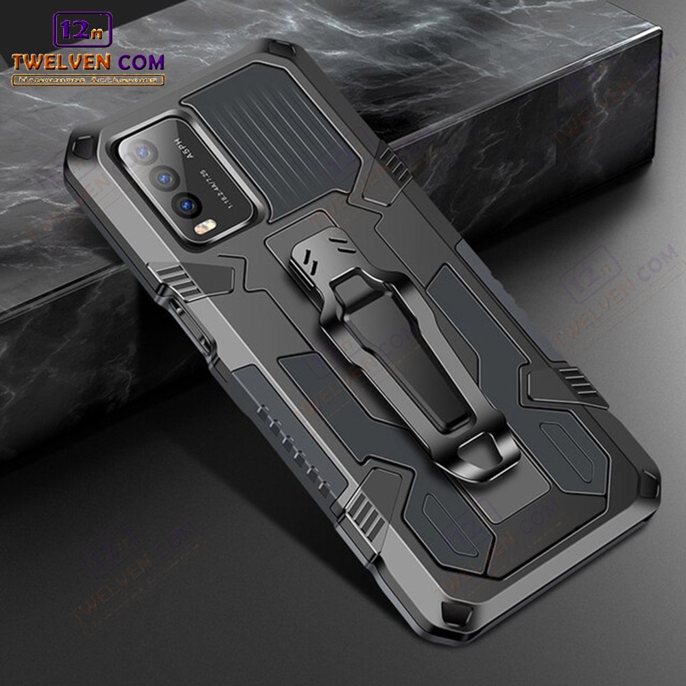 Case Shockproof Vivo Y11 / Y12 / Y12i / Y12s / Y15 / Y15s / Y17 / Y20 / Y20s / Y21 / Y21s / Y30 / Y33s / Y50 / Y51 2020 / Y53s / Y91 / Y91c / Y93 / Y95 - Armor Hardcase Stand Clip