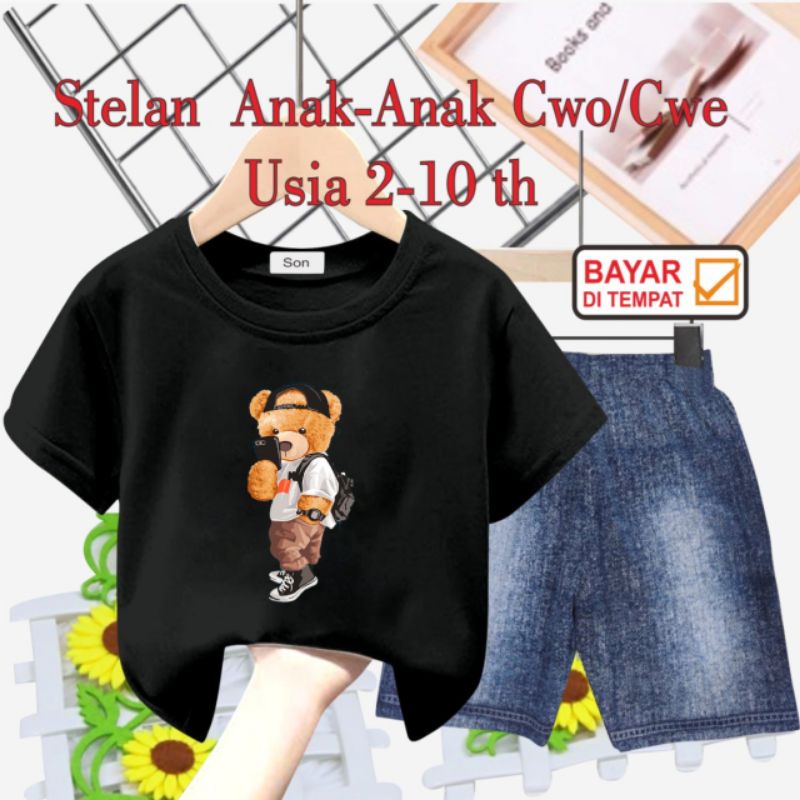 STELAN ANAK UNISEX/CELANA SEMI JEANS USIA 2 THN-10 THN(BEAR HP)