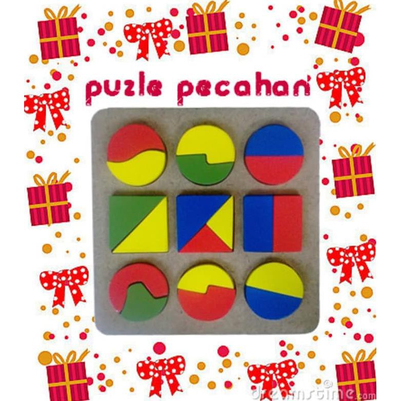 

14.84Ftgrdujh- Mainan Edukatif / Edukasi Anak - Balok Kayu - Puzzle Cat Pecahan -Toko-Boneka.