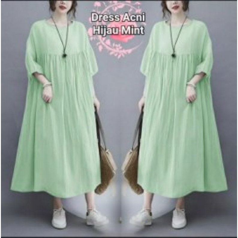 Dress Acni/ Dress Wanita Oversize/Dress Wanita Jumbo/Midi Dress Big Size