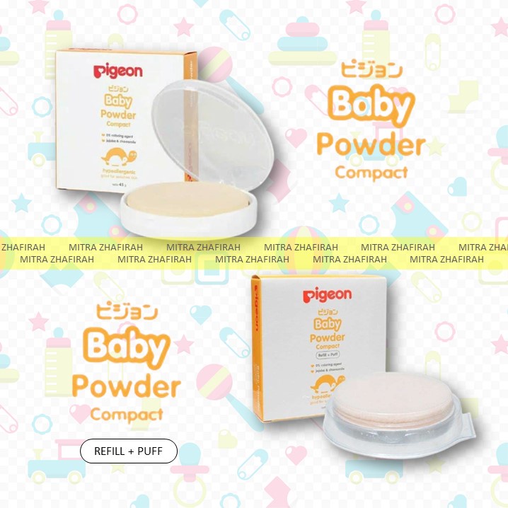 ✅MZ✅ PIGEON Baby Powder Compact 45gr - Baby Powder COMPACT Pigeon Refill + PUFF 45gr  - Compact Baby Powder Pigeon Compact Baby Powder Pigeon Refill+Puff 45gr