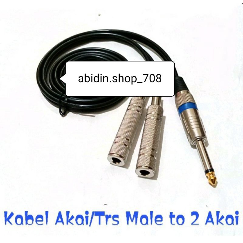 Kabel Akai 6.5mm Mono Male To 2 Akai 6.5mm mono Female Cabang