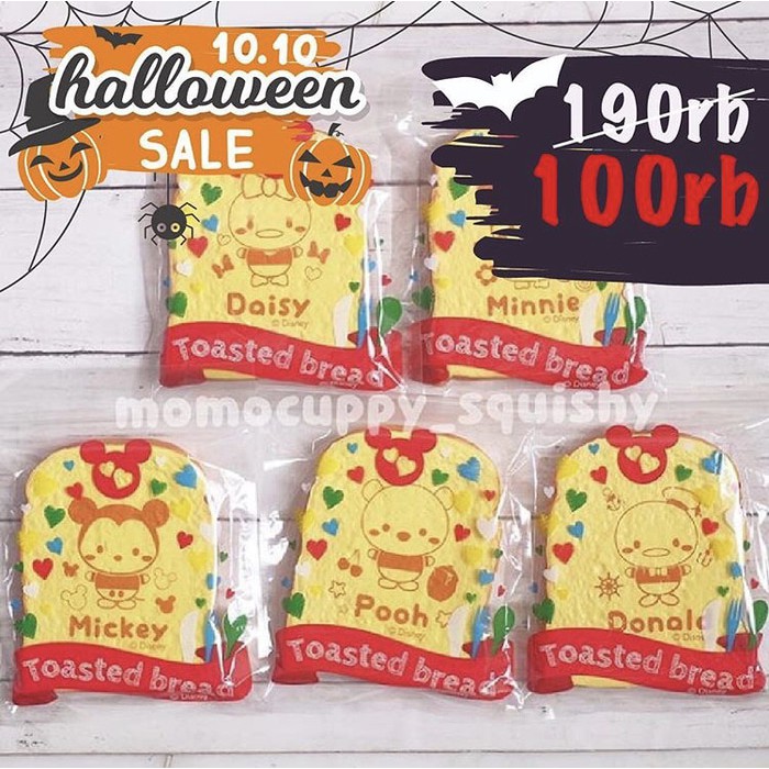 10 10 HALOWEEN SALE DISNEY SLICE TOAST squishy licensed (ORI DISNEY)