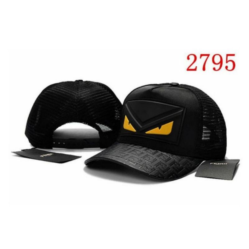 Topi Fendi Hitam Black Mata Trucker Jaring