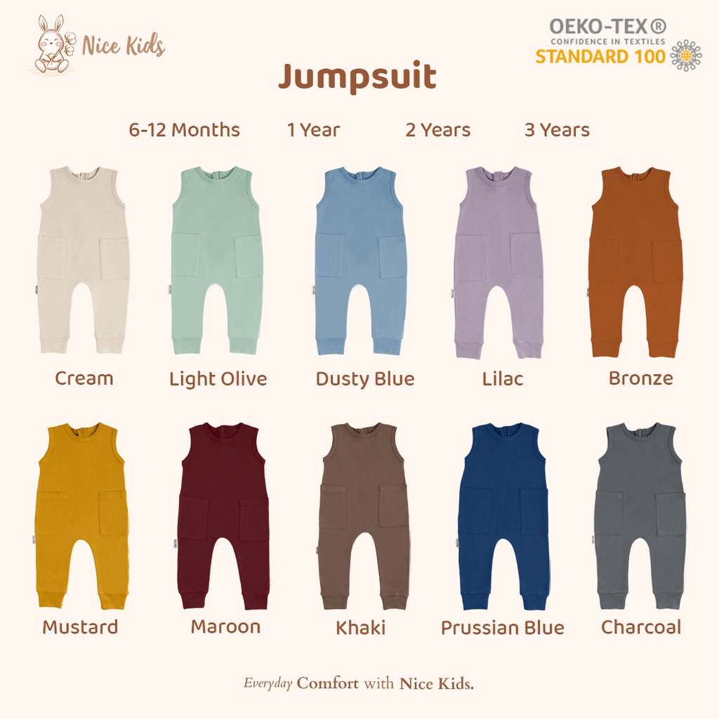 Nice Kids - Jumpsuit (Jumper Bayi Romper Baby One Piece Setelan 6 Months - 4 Tahun)