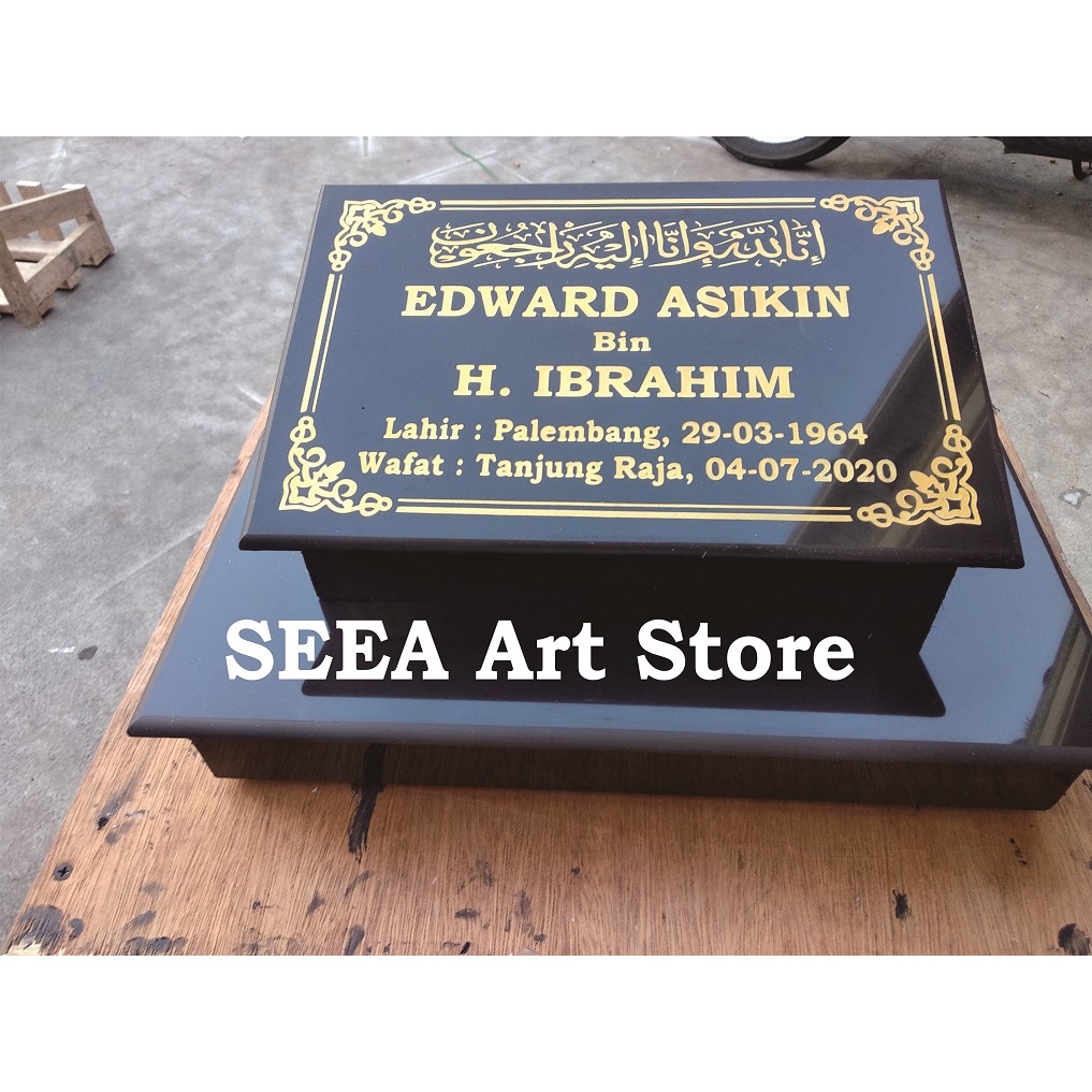 BATU NISAN MAKAM MAESAN FULL GRANIT TILE TOGA HITAM/PUTIH JAHUL MURAH + PACKING KAYU