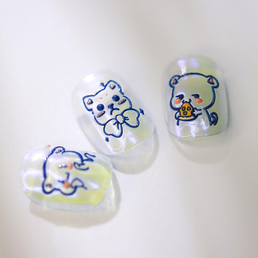 AUGUSTINA Stiker Kuku Kartun Agustina Warna-Warni Smiley Hatsune Miku Self Adhesive Nail Art Dekorasi