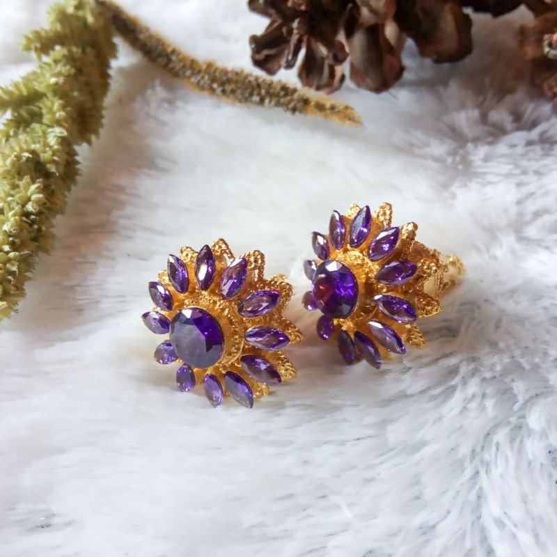 Subeng alpaka lapis emas motif matahari