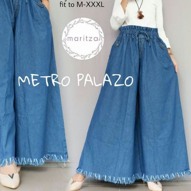 celana wanita jeans kulot panjang metro palazo rawis black navy light lp 60 - 130 cm kulot jumbo