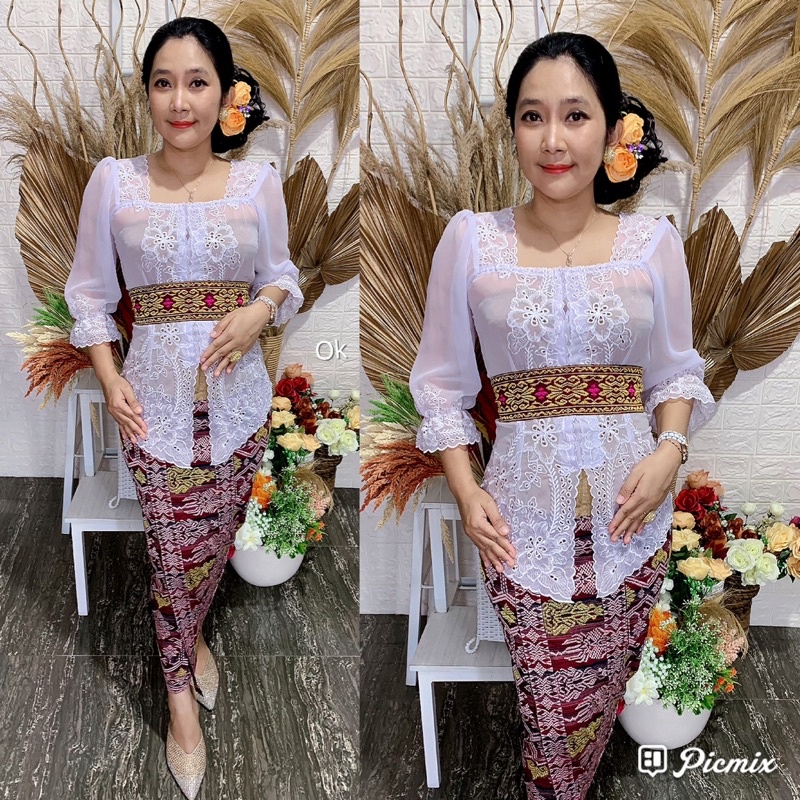 kebaya bordir motif bunga