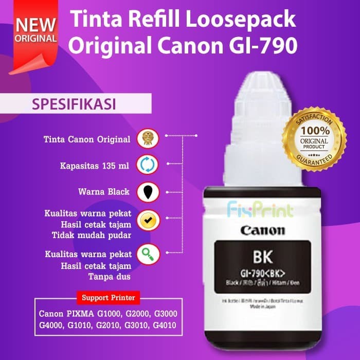 TINTA CANON ORGINAL 790 GI790 GI-790 BLACK COLOR PRINTER G1000 G2000 G3000 G1010 G2010 G3010 G4010