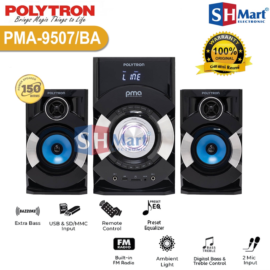 SPEAKER POLYTRON BLUETOOTH PMA-9507 / PMA9507 GARANSI RESMI