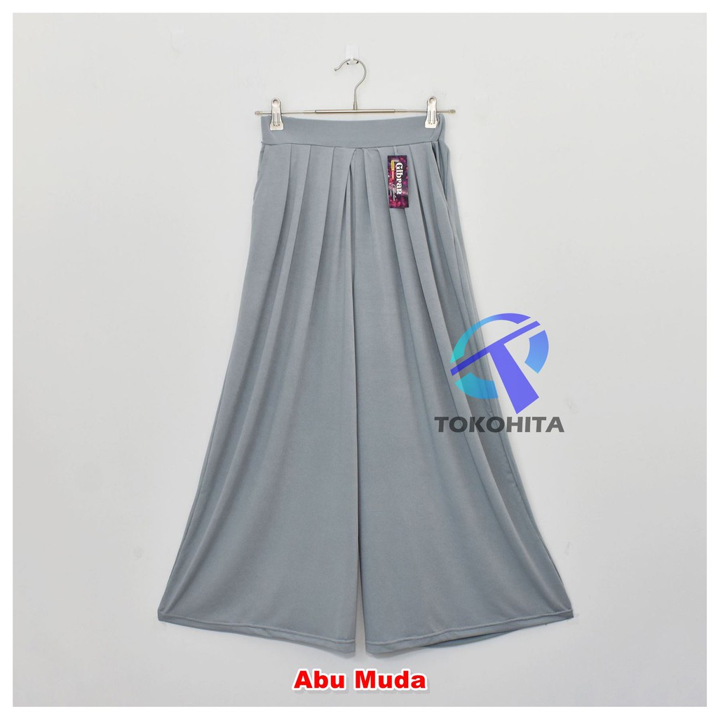 Kulot Panjang Klok Rempel Payung Bahan Moscrepe Morashop-Abu Muda